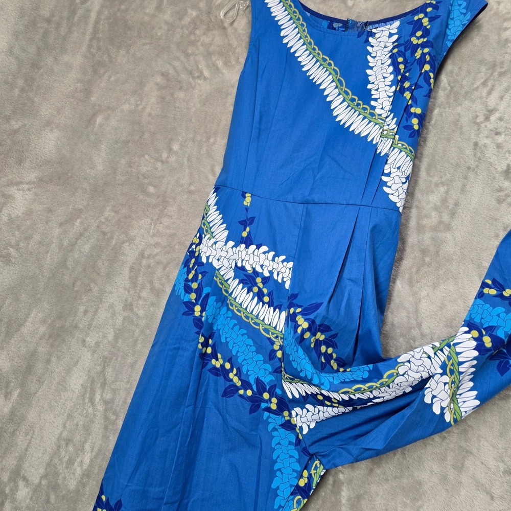 Lee's‎ Fashion Jumpsuit Women M Blue Hawaiian Tropical Floral Lei Pockets Light - Picture 13 of 14